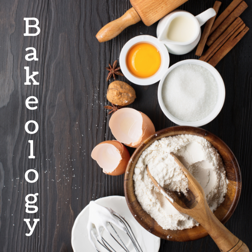 baking ingredients with text Bakeology