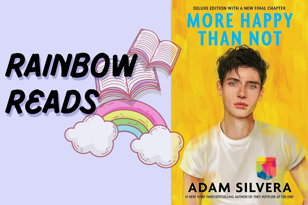 Rainbow Reads with book cover more happy than not