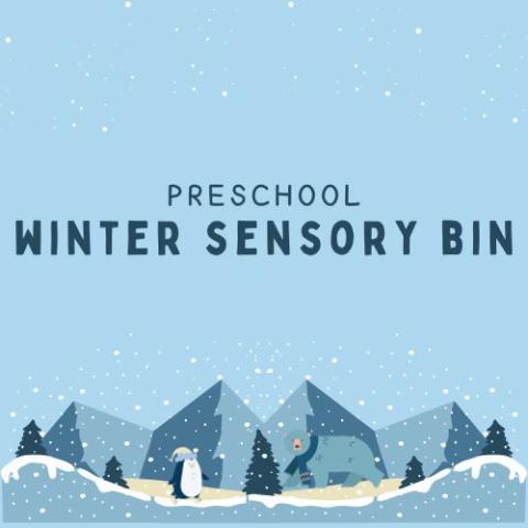 winter scene with text winter sensory bin