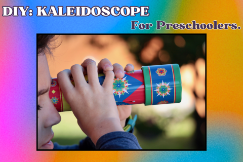 Child looking through a kaleidoscope