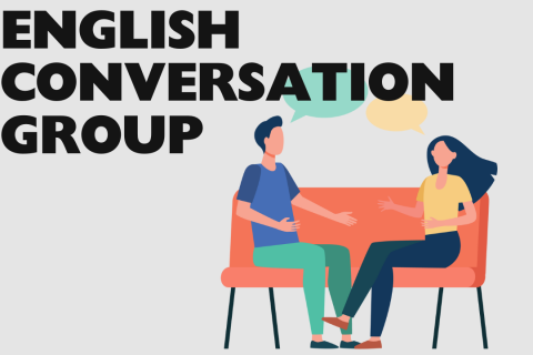 English Conversation Group with two seated people chatting