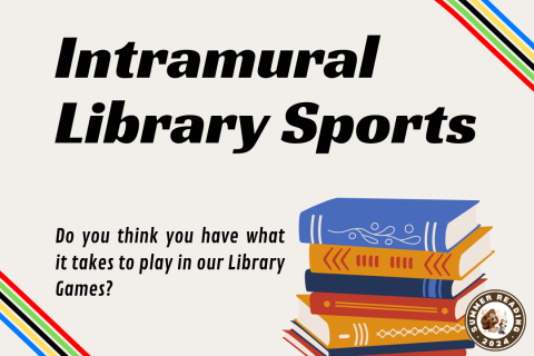 Intramural Library Sports - Pile of books pictured