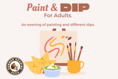 Paint and Dip - a canvas with paint on it and chips with dip on the left side.