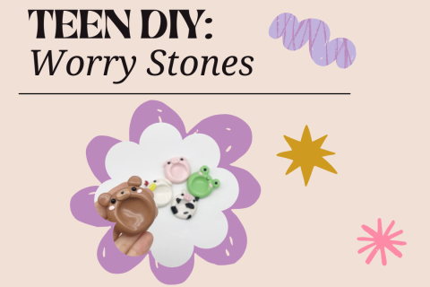 Teen DIY: worry stones with hand holding worry stones