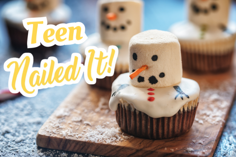 snowman cupcakes with text teen nailed it