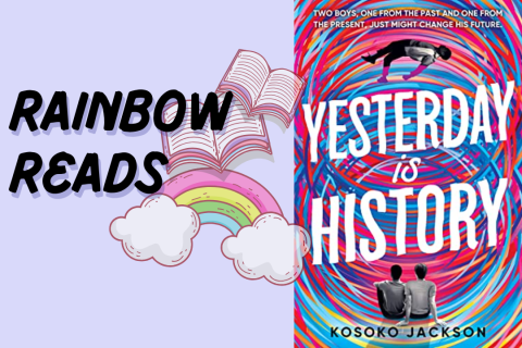 book cover yesterday is history rainbow reads two boys sitting next to each other