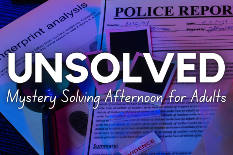 Various police and detective papers with the title "Unsolved" on top.