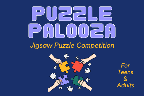 Puzzle Palooza logo with hands doing a puzzle