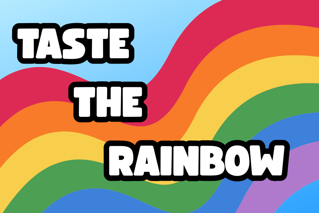rainbow with text TASTE the rainbow