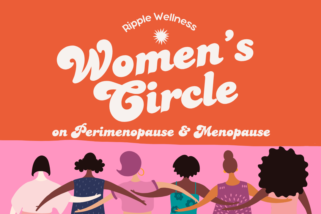 women's circle on perimenopause and menopause with women holding hands