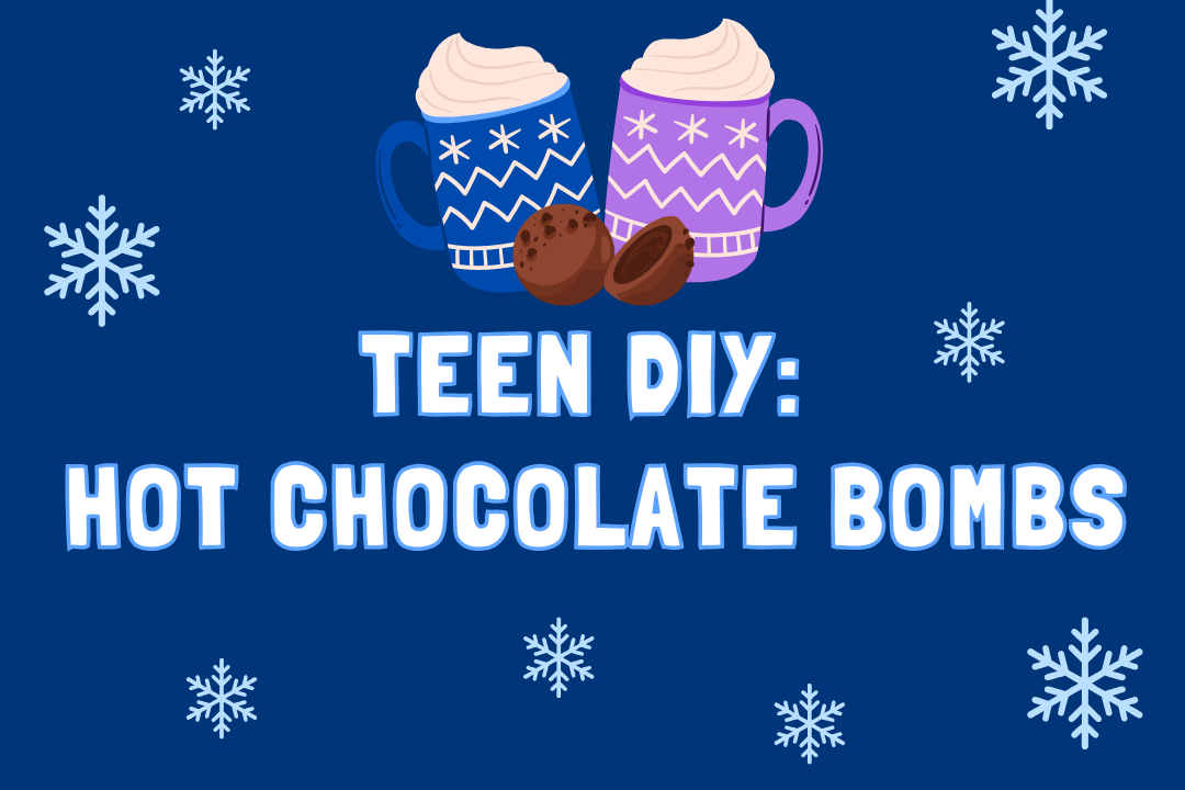 cups of hot chocolate with text teen diy: hot chocolate bombs